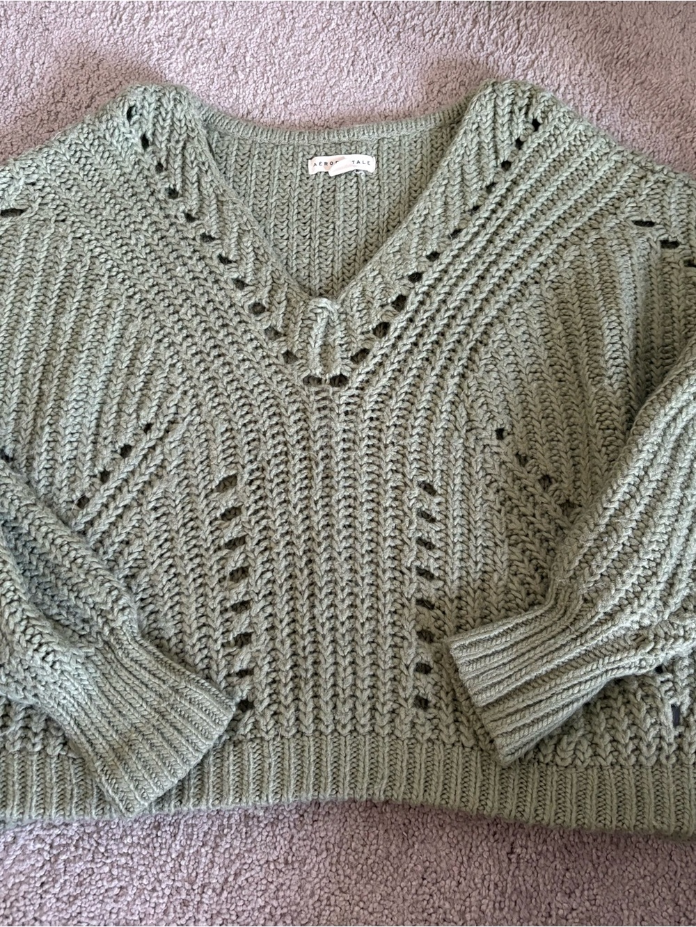 Aeropostal Green Chunky Sweater Size Medium